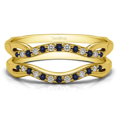 0.23 Ct. Sapphire and Diamond Contour Ring Jacket in Yellow Gold