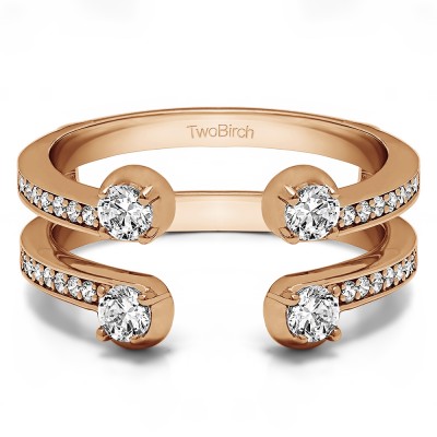 0.36 Ct. Bypass Shared Prong Set ring guard in Rose Gold