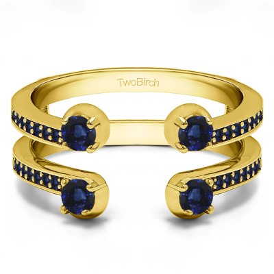 0.36 Ct. Sapphire Bypass Shared Prong Set ring guard in Yellow Gold