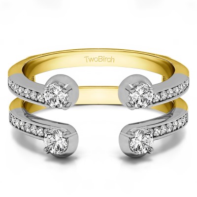 0.36 Ct. Bypass Shared Prong Set ring guard in Two Tone Gold