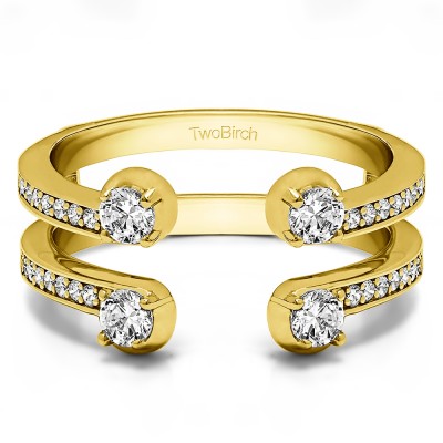 0.36 Ct. Bypass Shared Prong Set ring guard in Yellow Gold