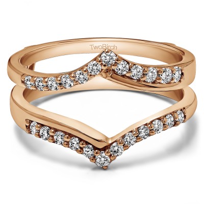 0.6 Ct. Cathedral Three Stone Prong Set Ring Guard in Rose Gold
