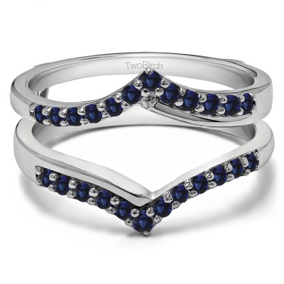 0.6 Ct. Sapphire Cathedral Three Stone Prong Set Ring Guard