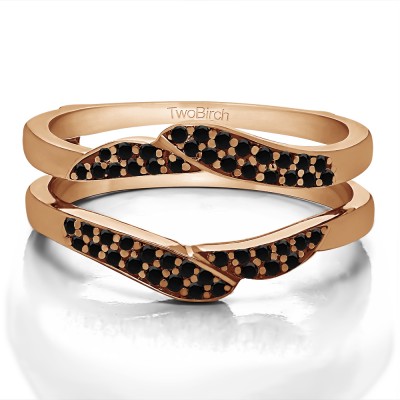 0.38 Ct. Black Stone Double Row Pave Jacket Ring in Rose Gold