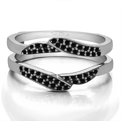 0.38 Ct. Black Stone Double Row Pave Jacket Ring