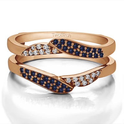 0.38 Ct. Sapphire and Diamond Double Row Pave Jacket Ring in Rose Gold