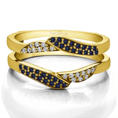 0.38 Ct. Sapphire and Diamond Double Row Pave Jacket Ring in Yellow Gold