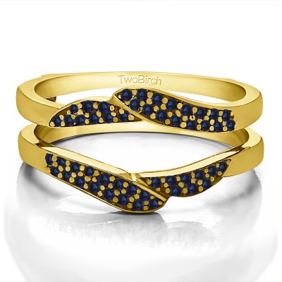 0.38 Ct. Sapphire Double Row Pave Jacket Ring in Yellow Gold