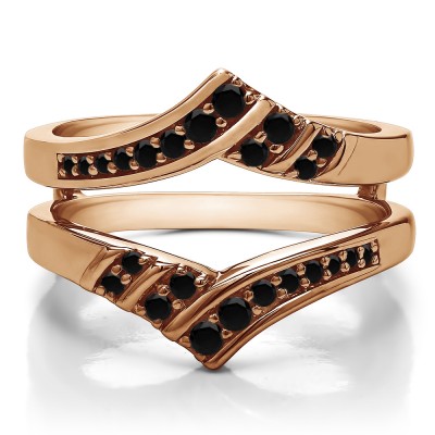 0.42 Ct. Black Stone Prong in Channel Chevron ring guard in Rose Gold