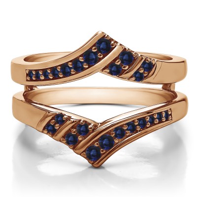 0.42 Ct. Sapphire Prong in Channel Chevron ring guard in Rose Gold