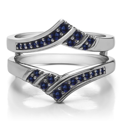 0.42 Ct. Sapphire Prong in Channel Chevron ring guard
