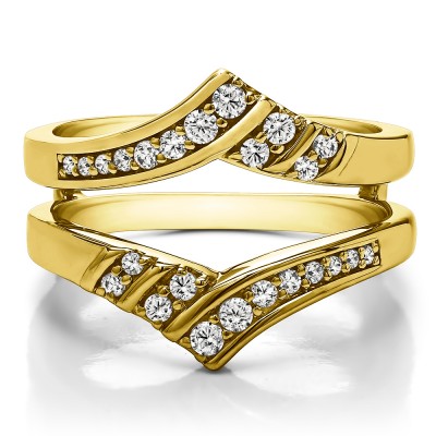 0.42 Ct. Prong in Channel Chevron ring guard in Yellow Gold