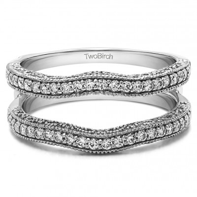 0.48 Ct. Contour Ring Guard with Millgrained Edges and Filigree Cut Out Design (SIZES 4 to 13)