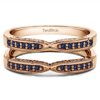 0.24 Ct. Sapphire X Design Ring Guard with Millgrain and Filigree Detailing in Rose Gold