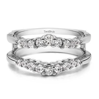 0.71 Ct. Vintage Ring Guard with Filigree Designs With Cubic Zirconia Mounted in Sterling Silver.