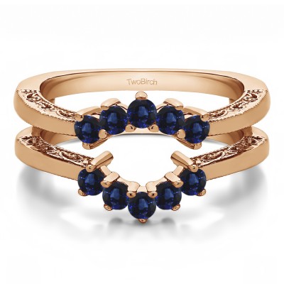 0.5 Ct. Sapphire Filigree Vintage Halo Ring Guard in Rose Gold