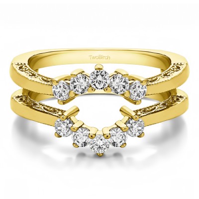 0.5 Ct. Filigree Vintage Halo Ring Guard in Yellow Gold