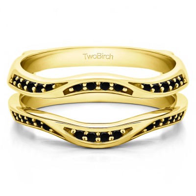 0.24 Ct. Black Stone Curved Ring Guard in Yellow Gold