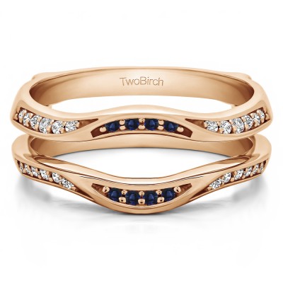 0.24 Ct. Sapphire and Diamond Curved Ring Guard in Rose Gold