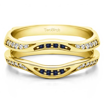 0.24 Ct. Sapphire and Diamond Curved Ring Guard in Yellow Gold