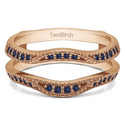 0.24 Ct. Sapphire Millgrained Edge Contour Ring Guard in Rose Gold