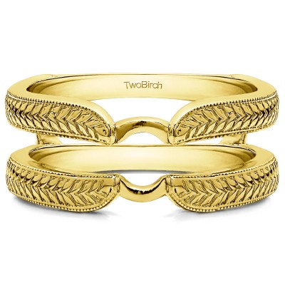 Engraved Cathedral Plain Metal Ring Guard Enhancer in Yellow Gold