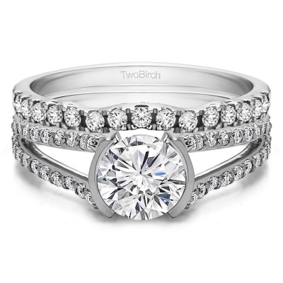 Classic Halo Engagement Ring Bridal Set (2 Rings) (2.24 Ct. Twt.)