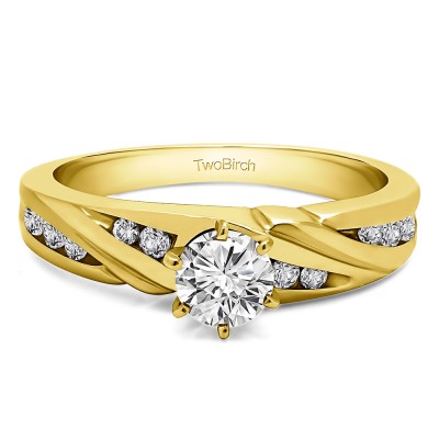0.66 Ct. Round Infinity Wave Engagement Ring in Yellow Gold