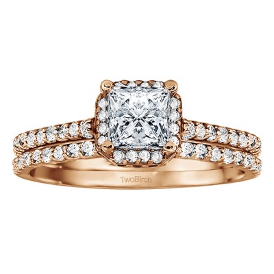 Princess Halo Engagement Ring Bridal Set (2 Rings) (1.65 Ct. Twt.)