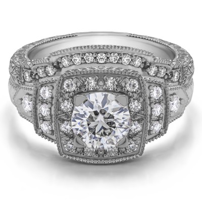 Vintage Halo Engagement Ring Bridal Set (2 Rings) (1.45 Ct. Twt.)