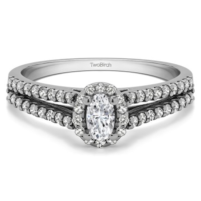 0.57 Ct. Round Double Row Halo Engagement Ring