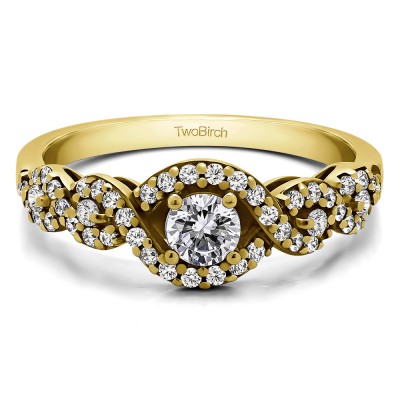 0.52 Ct. Oval Halo Engagement Ring with Split Shank in Yellow Gold