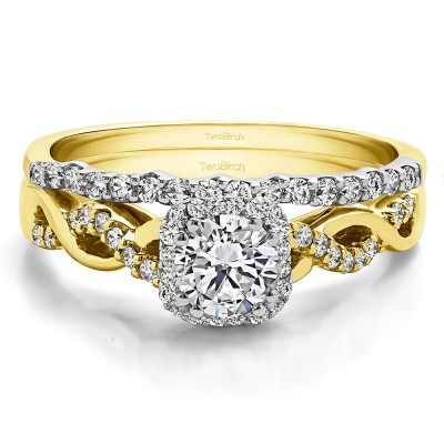 Round Infinity Halo Engagement Ring Bridal Set (2 Rings) (0.76 Ct. Twt.)