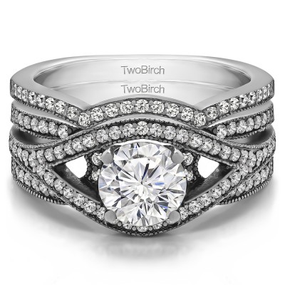 Fancy Halo Engagement Ring Bridal Set (2 Rings) (1.55 Ct. Twt.)