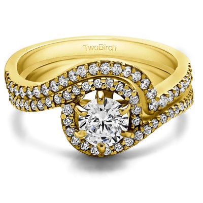 Fancy Bypass Halo Engagement Ring Bridal Set (2 Rings) (0.92 Ct. Twt.)