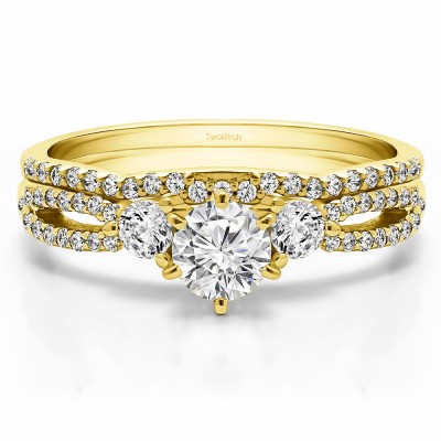 Three Stone Infinity Engagement Ring Bridal Set (2 Rings) (0.89 Ct. Twt.)