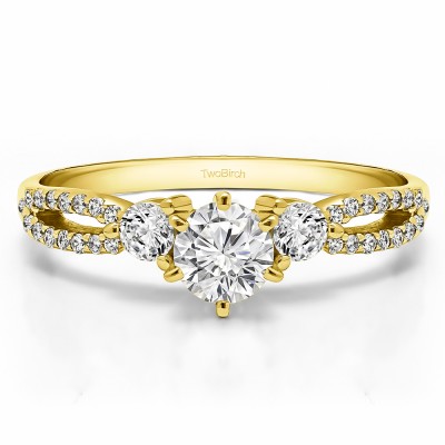0.83 Ct. Round Three Stone Infinity Engagement Ring in Yellow Gold