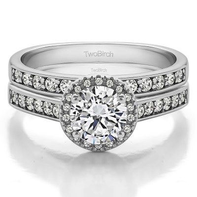 Round Timeless Halo Engagement Ring Bridal Set (2 Rings) (1.58 Ct. Twt.)