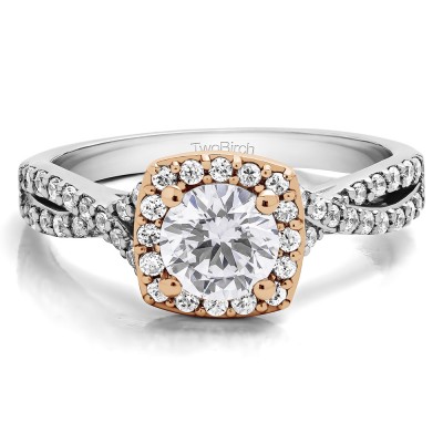 1.25 Ct. Round Halo Twisted Shank Engagement Ring