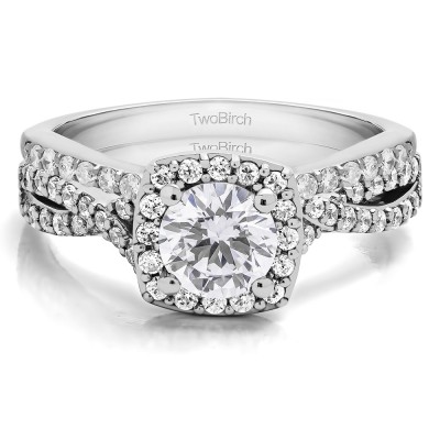 Round Twisted Shank Halo Engagement Ring Bridal Set (2 Rings) (1.69 Ct. Twt.)