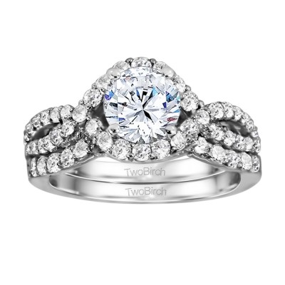 Round Infinity Halo Engagement Ring Bridal Set (2 Rings) (1.82 Ct. Twt.)
