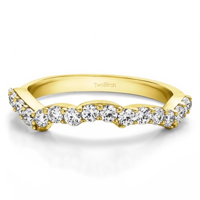 0.48 Carat Scalloped Edge Matching Wedding Band for Halo Engagement Ring