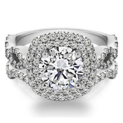 Round Double Halo Infinity Engagement Ring Bridal Set (2 Rings) (3.13 Ct. Twt.)
