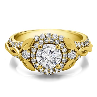 1.81 Ct. Round Halo Infinity Braid Engagement Ring in Yellow Gold