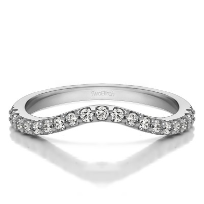 0.285 Carat Contoured Matching Wedding Ring for Halo Engagement Ring