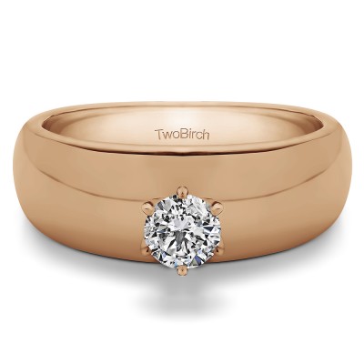 0.5 Carat Wide Shank Solitaire Engagement Ring in Rose Gold