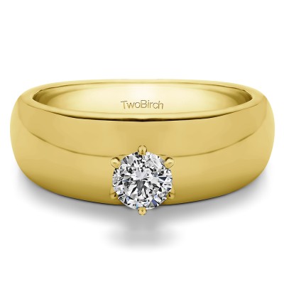 0.5 Carat Wide Shank Solitaire Engagement Ring in Yellow Gold