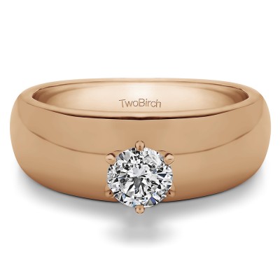 0.75 Carat Wide Shank Solitaire Engagement Ring in Rose Gold