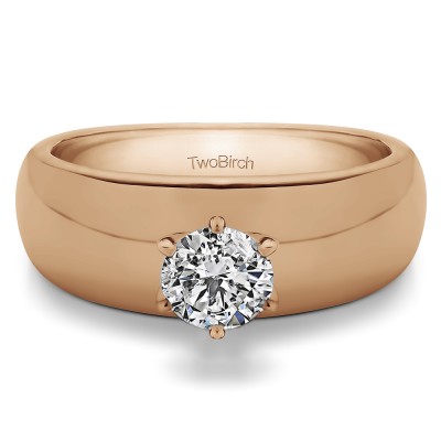 1 Carat Wide Shank Solitaire Engagement Ring in Rose Gold