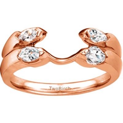 0.5 Ct. Double Row Four Stone Ring Wrap Enhancer in Rose Gold